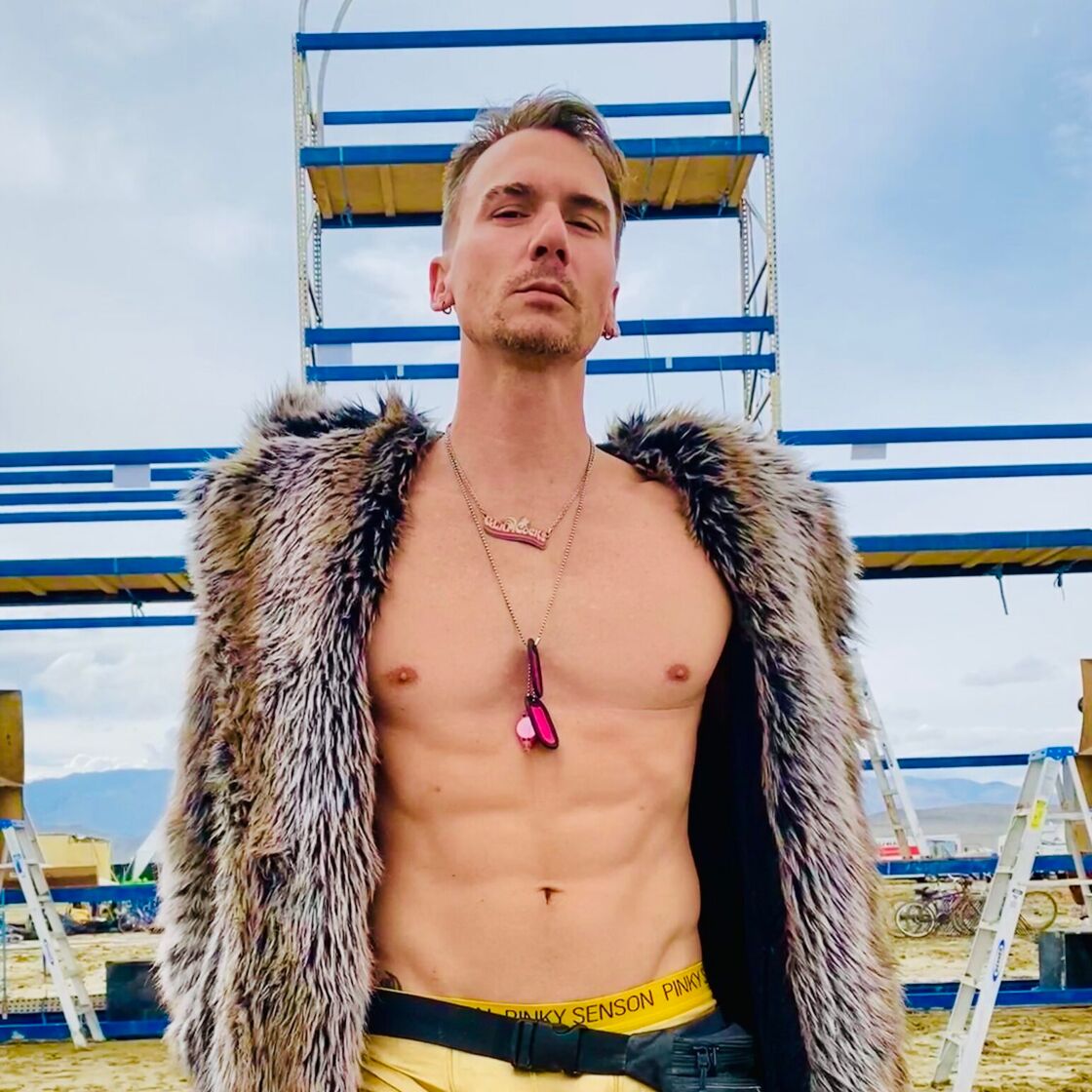 Like a postdiluvian Emma Frost, Doctor pairs fur with panties for his after-flood ensemble. "I put the "fem" in FEMA," he quipped.