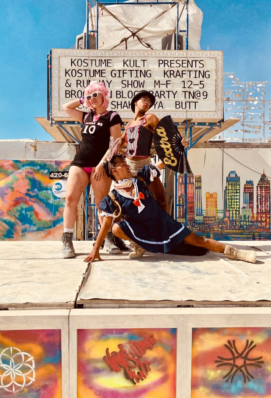 Kostume Kult is Black Rock City's iconic thrift shop. Anyone can take whatever they want, the only caveat is they have have to hit the runway that serves as the tent's exit and walk for their lewk.