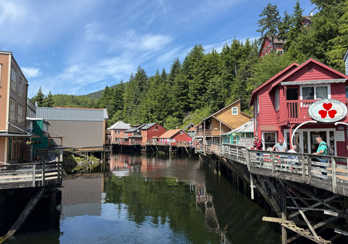 The charming Ketchikan downtown area, photographed by the author on a tour.