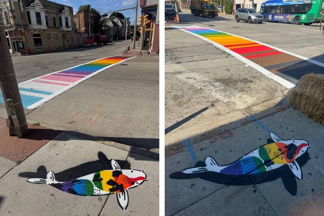 Milwaukee's rainbow crossings at Walkers Point