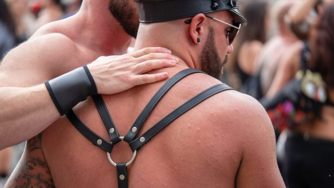 Two attendees at Folsom Street Fair
