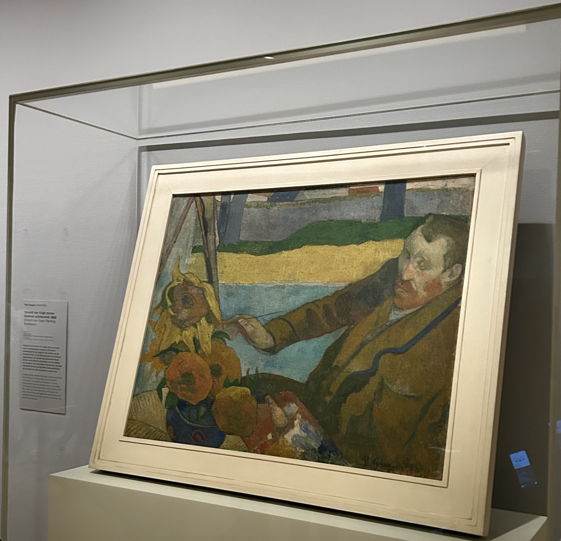 "The Painter of Sunflowers," depicting van Gogh painting one of his masterpieces and created by Paul Gauguin, is on display at the Van Gogh Museum.