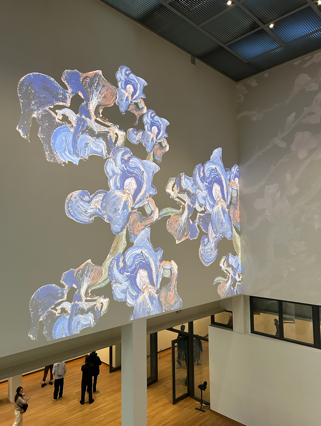 A projected animation of van Gogh's paintings appears on the walls at the Van Gogh Museum.