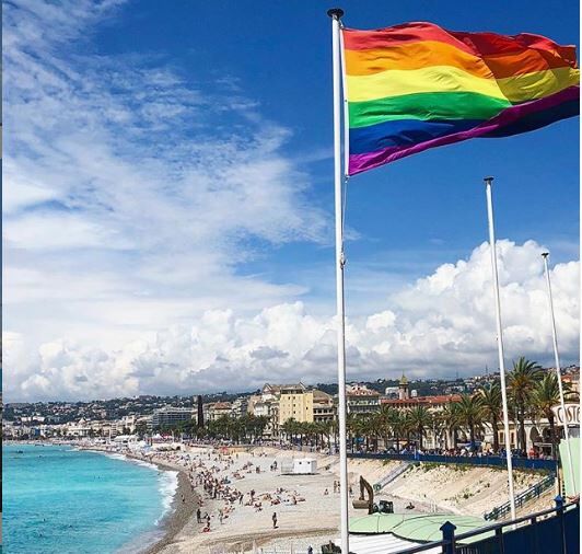 Gay beach in Nice, France.