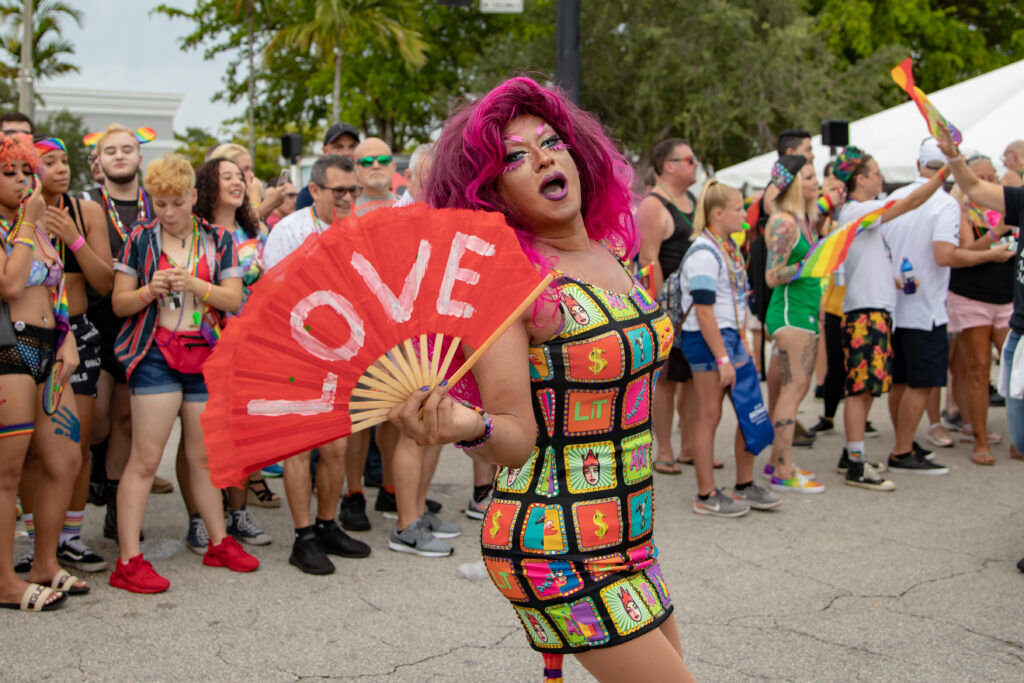 A drag queen struts her stuff in Wilton Manors, Florida.