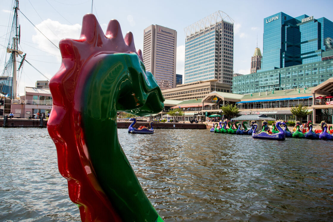 Water taxi shaped like a monster