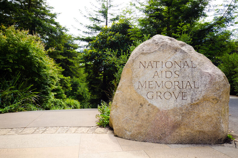 The entrance to the National AIDS Memorial Grove in Golden Gate Park.